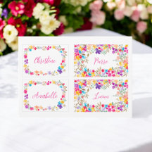 Modelo de Cartão de Lugar de Casamento Floral Aqua