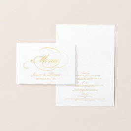 Modelo de Cartão de Menu Chic Gold Foil & White We