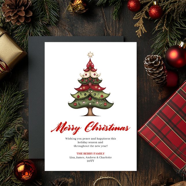 Modelo de cartão de Natal com árvore artística úni (Unique Artistic Christmas Tree Greeting Template)