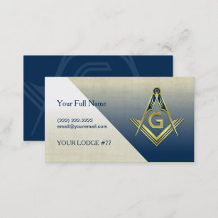 Modelo de cartão de negócios Azul Dourado Masonic