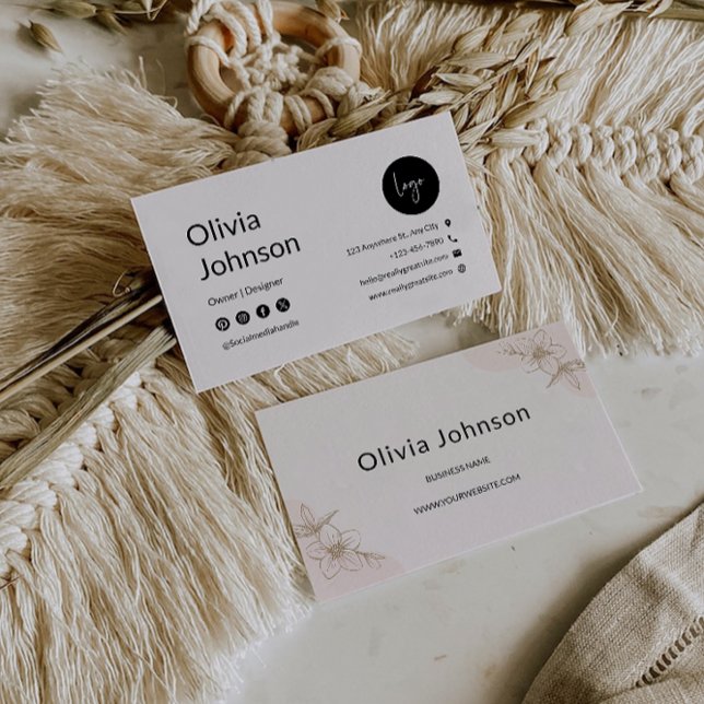 Modelo de cartão de negócios para impressão Boho (Boho Printable Business Card Template)