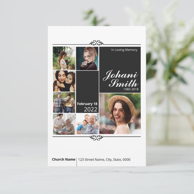 Modelo de Cartão de Oração Funerário (Em pé/Frente)