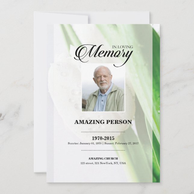 Modelo de Cartão de Oração TulipFuneral (Frente)