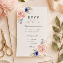 Modelo de Cartão de RSVP de Casamento com Peônias 