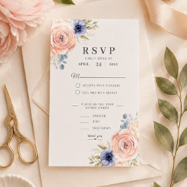 Modelo de Cartão de RSVP de Casamento com Peônias