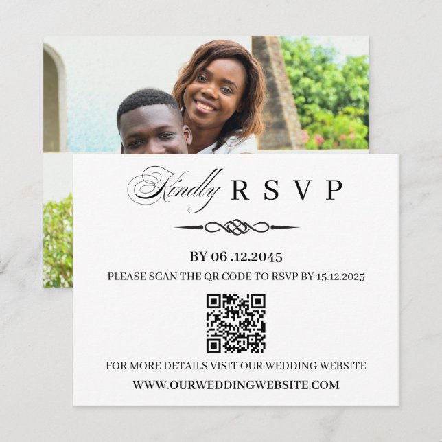 Modelo de Cartão de RSVP de Nó Celta com Código QR (Frente/Verso)