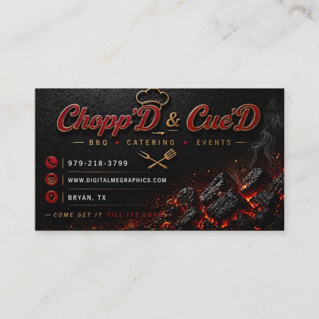 Modelo de cartão de visita Chopp'D & Cue'D (Frente)
