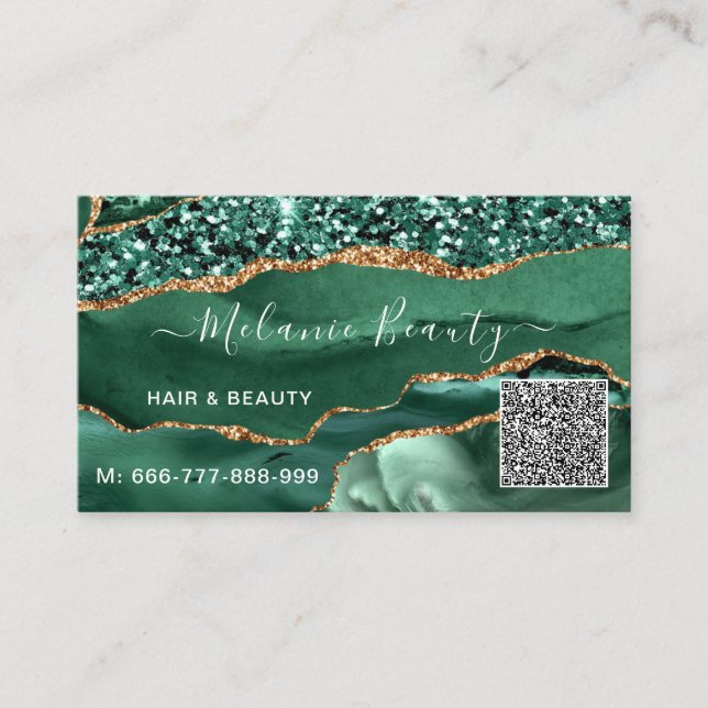 Modelo de cartão de visita com código QR Glitter O (Frente)
