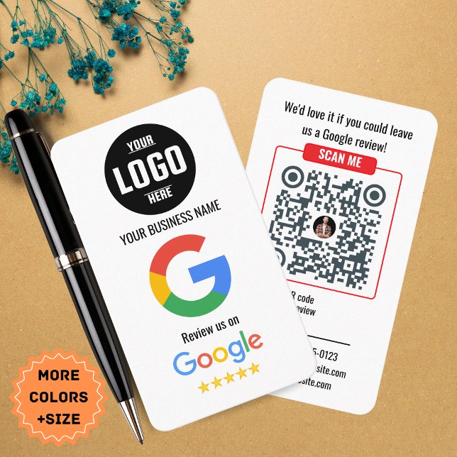 Modelo de Cartão de Visita com Código QR para Goog (Google Reviews | Business Review Link QR Code Business Card)