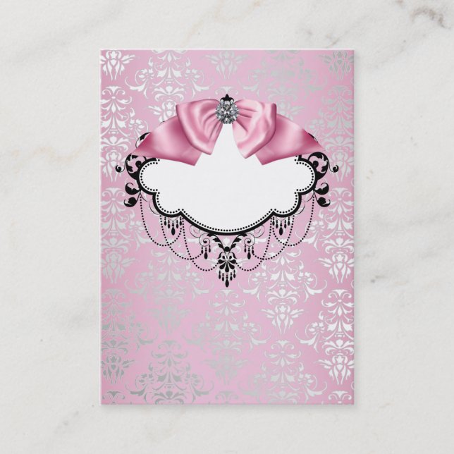 Modelo de cartão de visita em damasco rosa elegant (Frente)