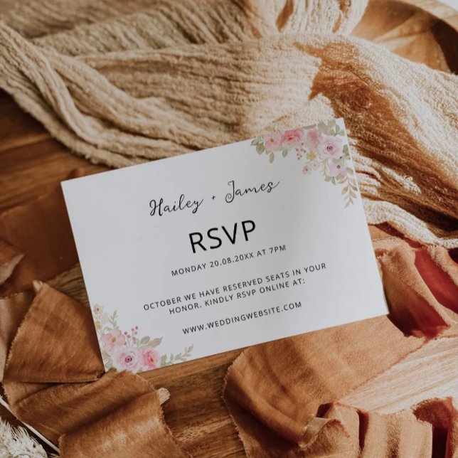 Modelo de Cartão RSVP Rosa de Casamento (Wedding Rose RSVP Card Template)