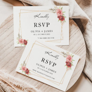 Modelo de Cartão RSVP Rosa de Casamento