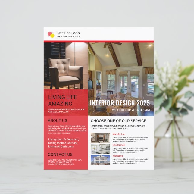 Modelo de Cartaz de Design de Interiores (Em pé/Frente)