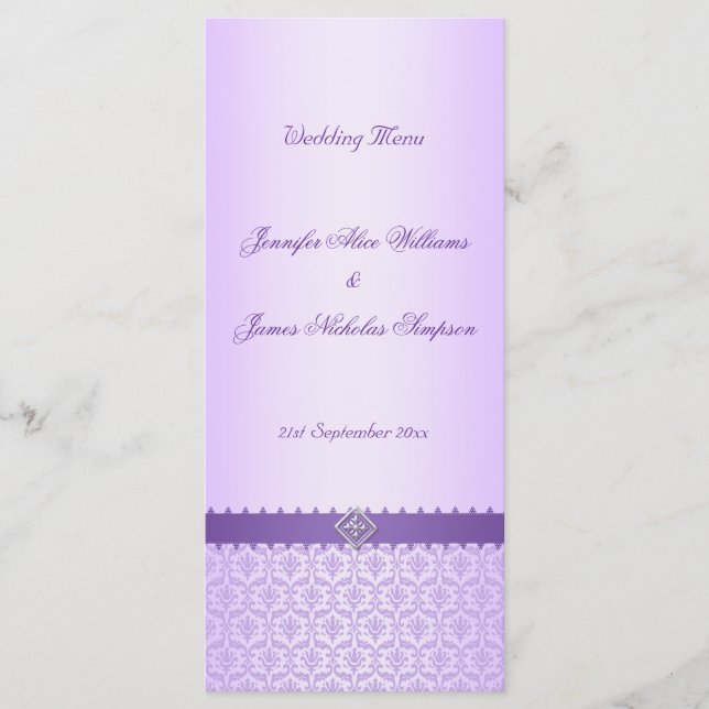 Modelo de Casamento Vintage Lilac Damask (Frente)