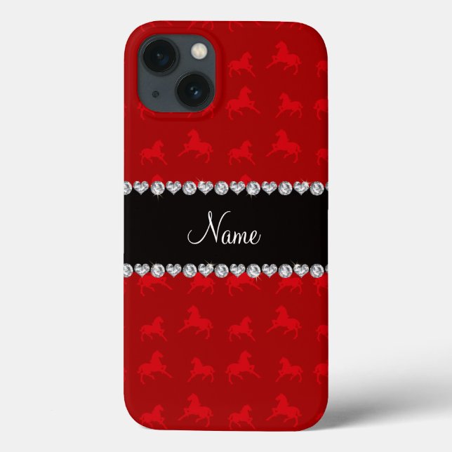 Modelo de cavalo vermelho de nome personalizado (Verso)