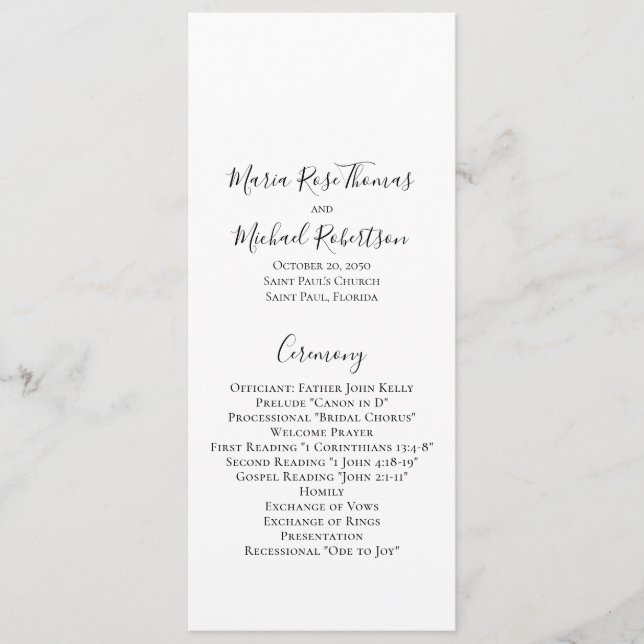 Modelo de Cerimônia de Casamento Minimalista Simpl (Frente)