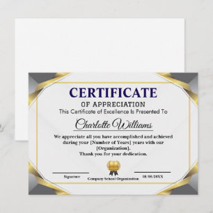 Modelo de Certificado de Agradecimento Elegante