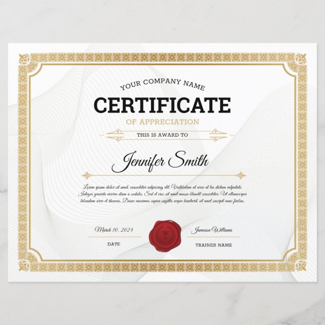 Modelo de Certificado de Apreciação (Frente)