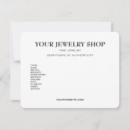 Modelo de Certificado de Autenticidade de Jewelry