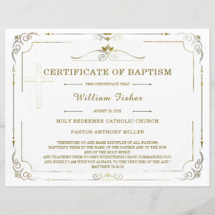 Modelo de Certificado de Batismo Personalizado Edi
