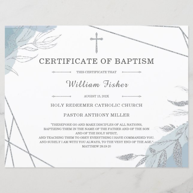 Modelo de Certificado de Batismo Personalizado Edi (Frente)