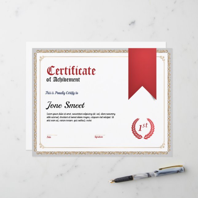 Modelo de Certificado de Conquista - Personalizáve (Frente/Verso In Situ)