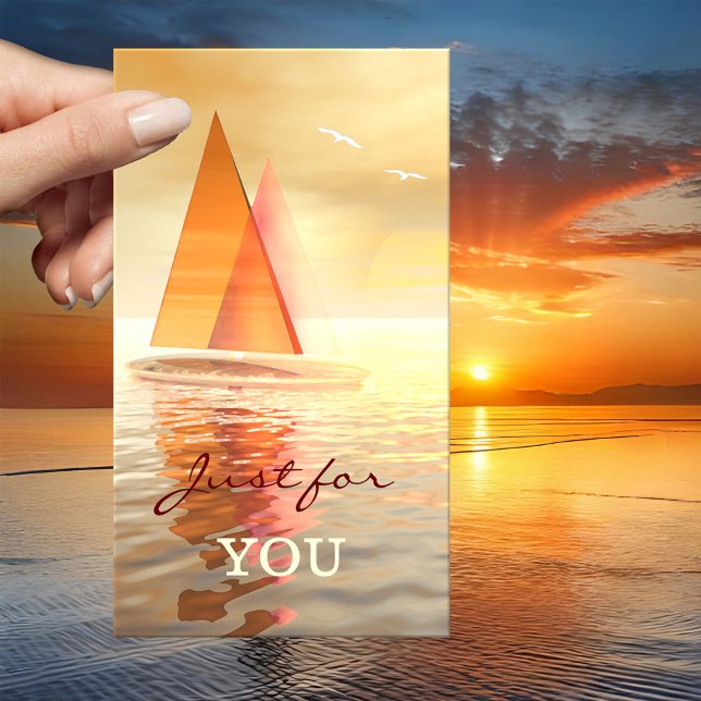 Modelo de Certificado de Presente de Vela Cartão d (Artistic gift certificate featuring a sailboat at sunset - sailing lessons - nautical)