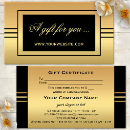 Modelo de Certificado de Presente Dourado e Preto