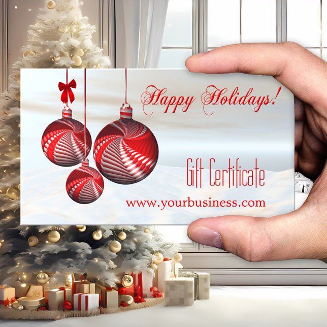 Modelo de Certificado de Presente para Férias Fest (Festive and original 3D art business gift certificate template for the Holidays and Christmas season)