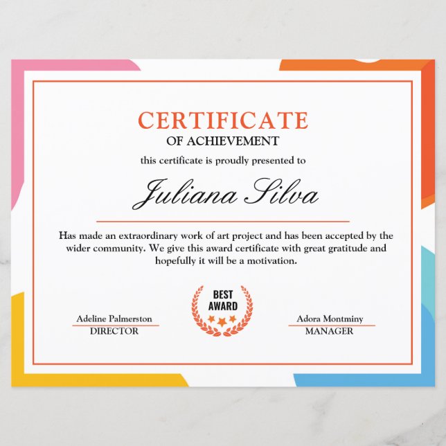 Modelo de certificado multiuso (Frente)