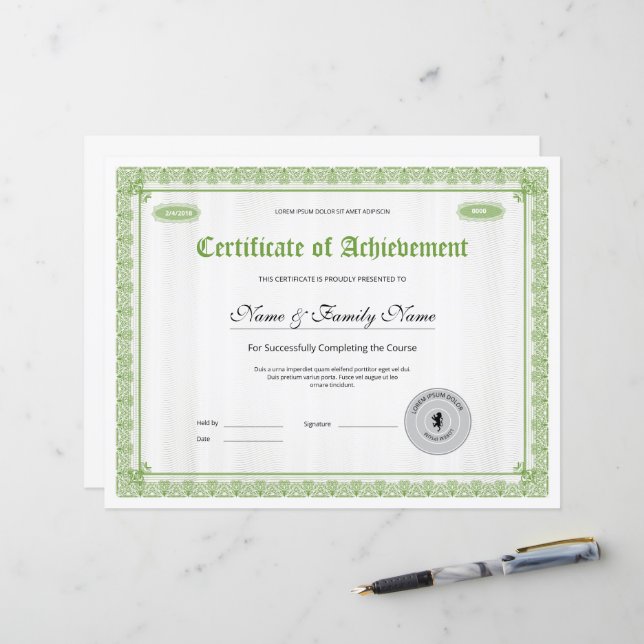 Modelo de certificado profissional de desempenho (Frente/Verso In Situ)