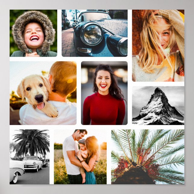 Modelo de Colagem de Fotografias do poster 9 Branc (Frente)