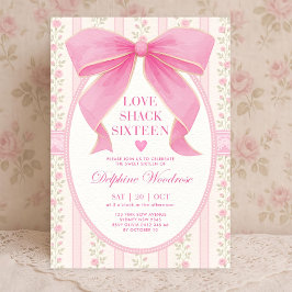 Modelo de Convite Coquette Rosa Doce 16 Anos