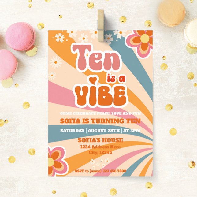 Modelo de Convite de 10 de Aniversário (Ten is a Vibe Birthday Invitation Template)