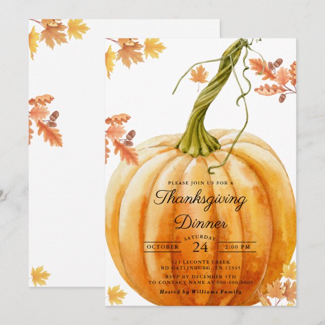 Modelo de Convite de Ação de Graças (Frente/Verso)