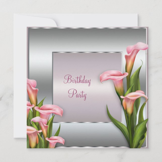 Modelo de Convite de Aniversário com Lírio Calla R (Frente)