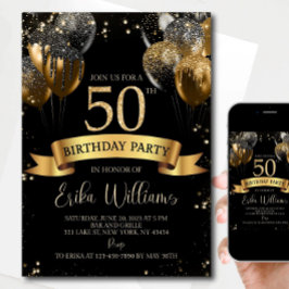 Modelo de Convite de Aniversário de 50 Anos: Bola