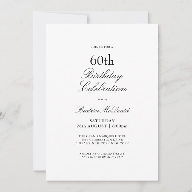 Modelo de convite de aniversário de 60 anos retrat (Frente)