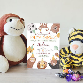 Modelo de convite de aniversário de animais de fes