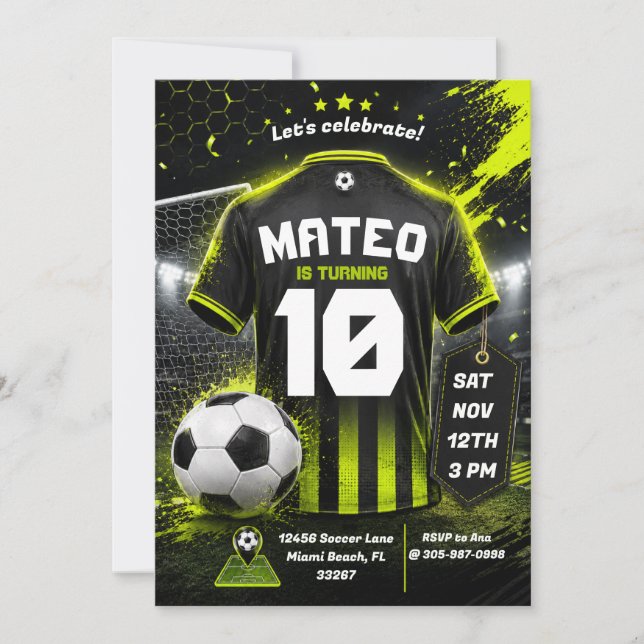 Modelo de Convite de Aniversário de Camisa de Fute (Frente)