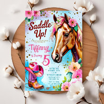 Modelo de Convite de Aniversário de Cowgirl Editáv