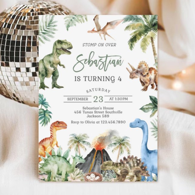 Modelo de Convite de Aniversário de Dinossauro, Ed (Criador carregado)