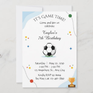 Modelo de convite de aniversário de Futebol digite