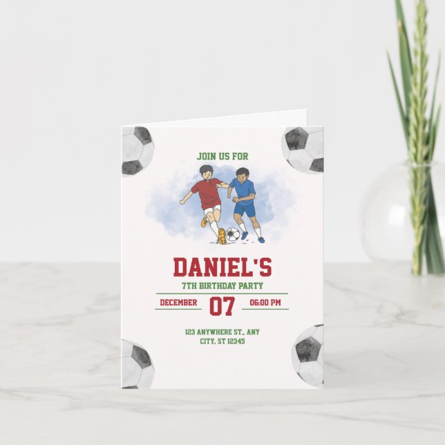 Modelo de Convite de Aniversário de Futebol para M (Frente)