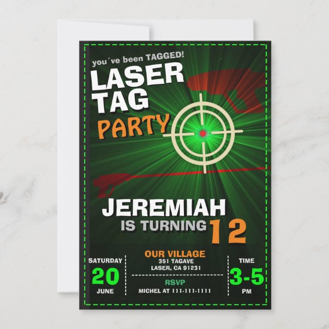 MODELO DE CONVITE DE ANIVERSÁRIO DE LASER TAG (Frente)