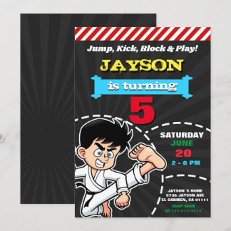 MODELO DE CONVITE DE ANIVERSÁRIO DE MENINO KARATE 