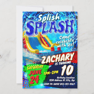 Modelo de Convite de Aniversário de Waterslide