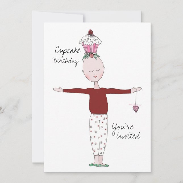 Modelo de Convite de Aniversário do Cupcake (Frente)