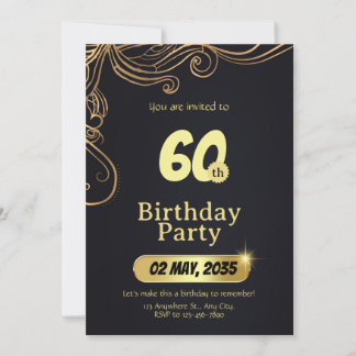 Modelo de convite de aniversário elegante 60º aniv