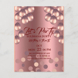 Modelo de Convite de Aniversário em Rose Gold: Vam